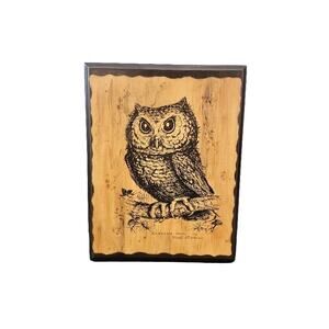 Screech Owl Wood Art Wall Decor Signed 11" Custom Artwork‎